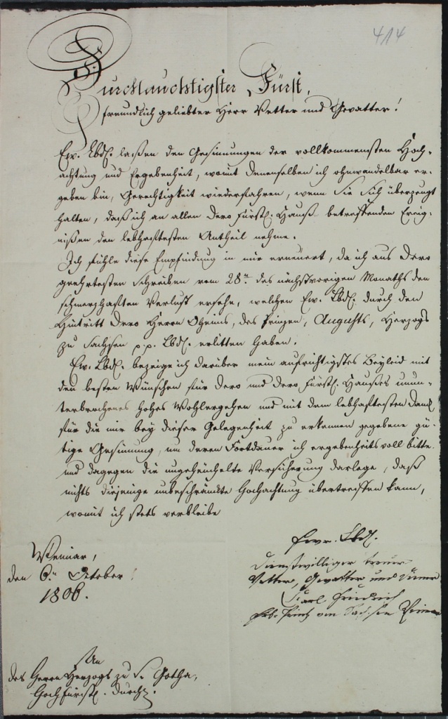 Brief von Karl Friedrich vom 21.4.1804 (Museum im Schloss Lützen CC BY-NC-SA)