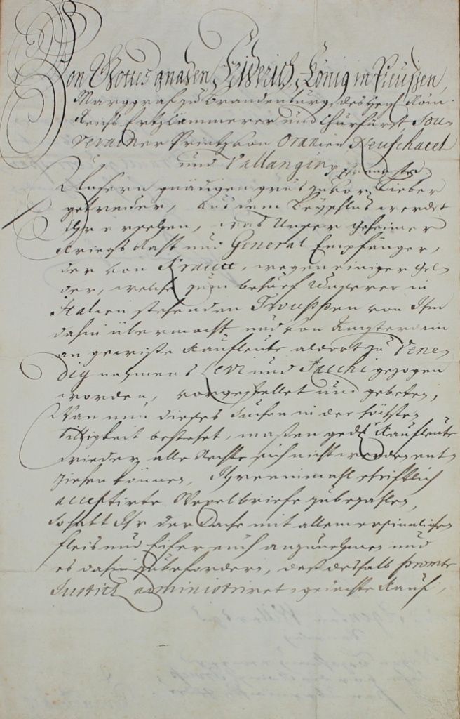 Brief von Friedrich I., König in Preußen, vom 21.5.1709 (Museum im Schloss Lützen CC BY-NC-SA)
