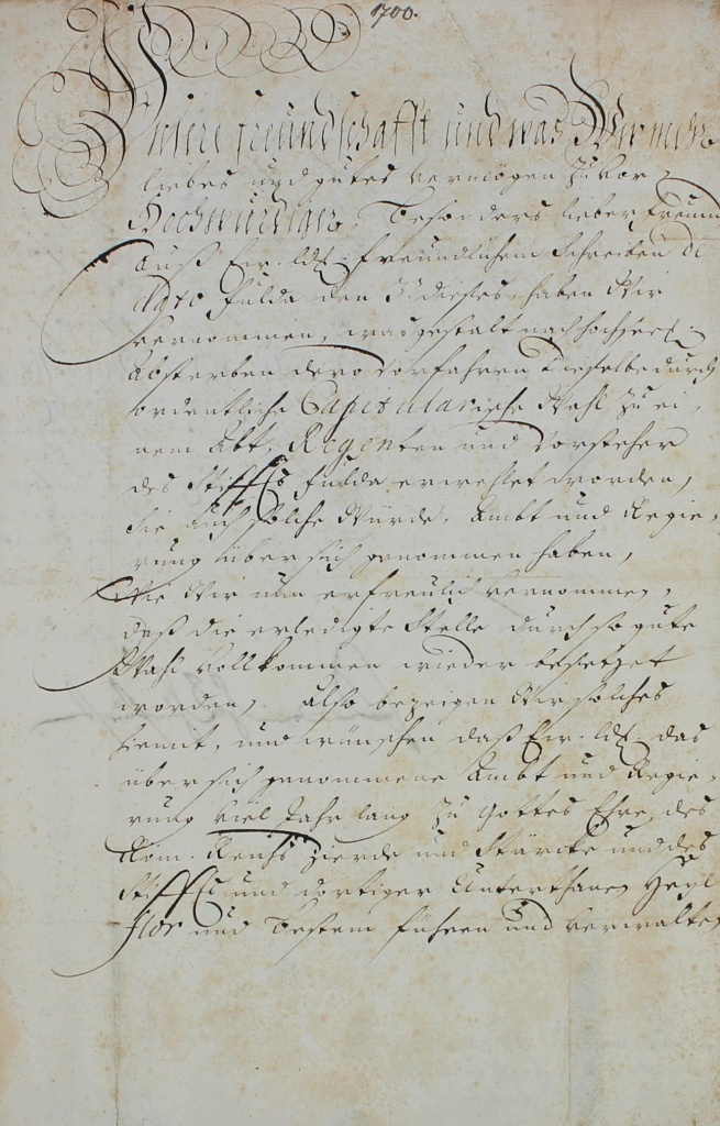 Brief von Friedrich III., Kurfürst von Brandenburg, an Abt Adalbert vom 23.6.1700 (Museum im Schloss Lützen CC BY-NC-SA)