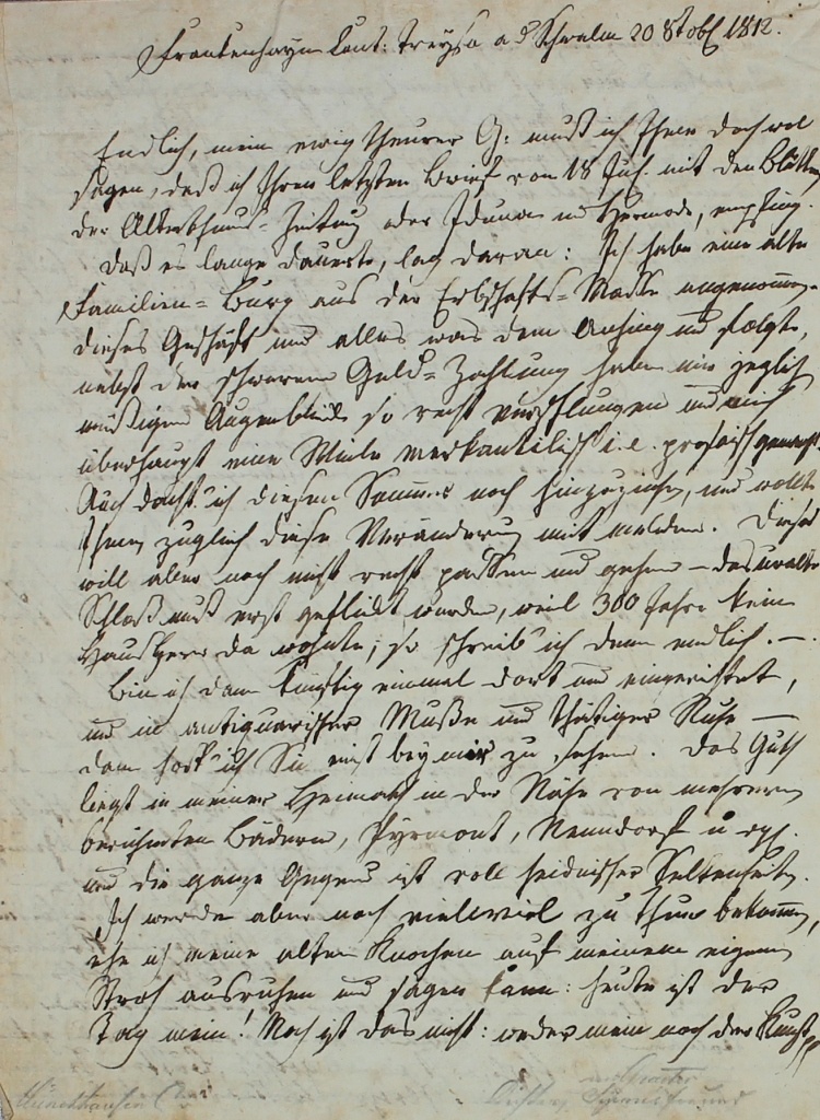Brief von Münchhausen an Gräter von 1812 (Museum im Schloss Lützen CC BY-NC-SA)