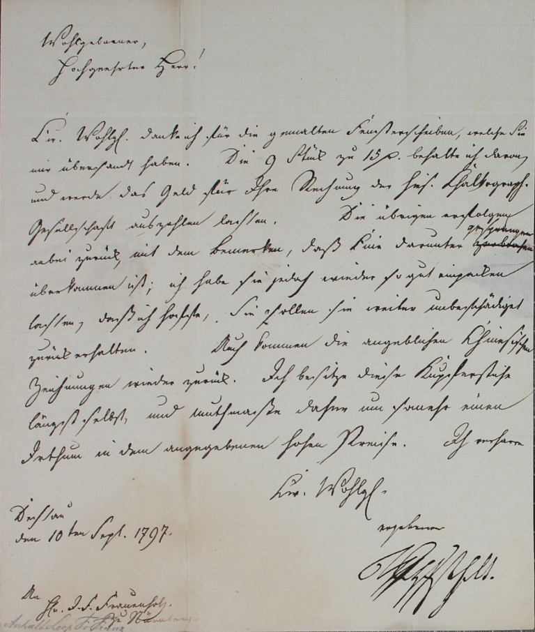 Brief von Leopold Friedrich Franz von 1797 (Museum im Schloss Lützen CC BY-NC-SA)