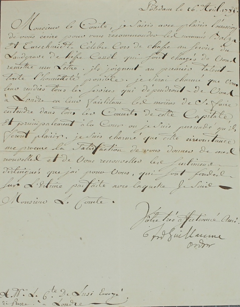 Brief von Friedrich Wilhelm II. an Graf von Lusi, 1788 (Museum im Schloss Lützen CC BY-NC-SA)