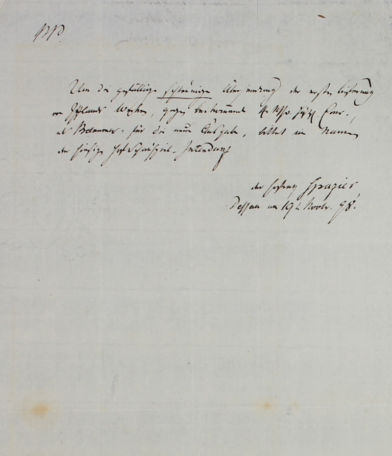 Brief von Spazier von 1798 (Museum im Schloss Lützen CC BY-NC-SA)