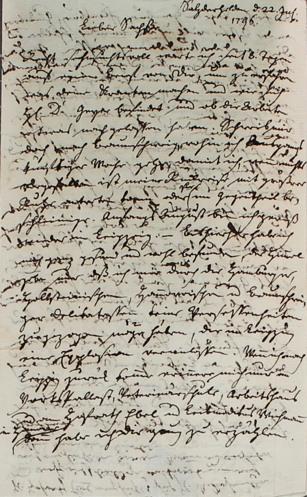 Brief von Braune vom  22.7.1796 (Museum im Schloss Lützen CC BY-NC-SA)