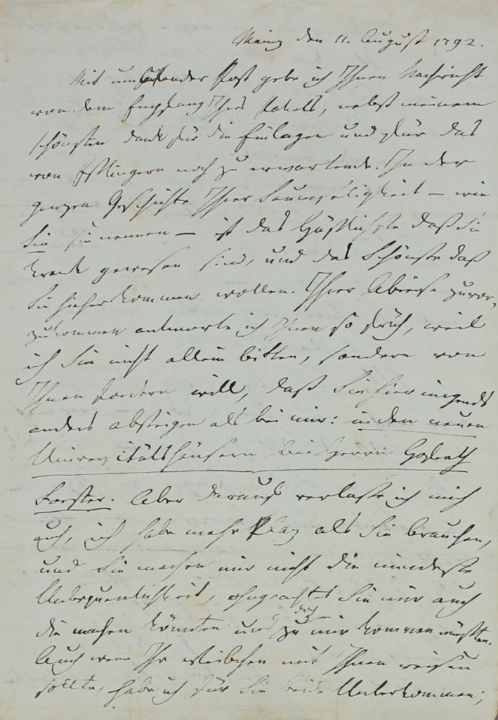 Brief von Huber an Göschen von 1792 (Museum im Schloss Lützen CC BY-NC-SA)