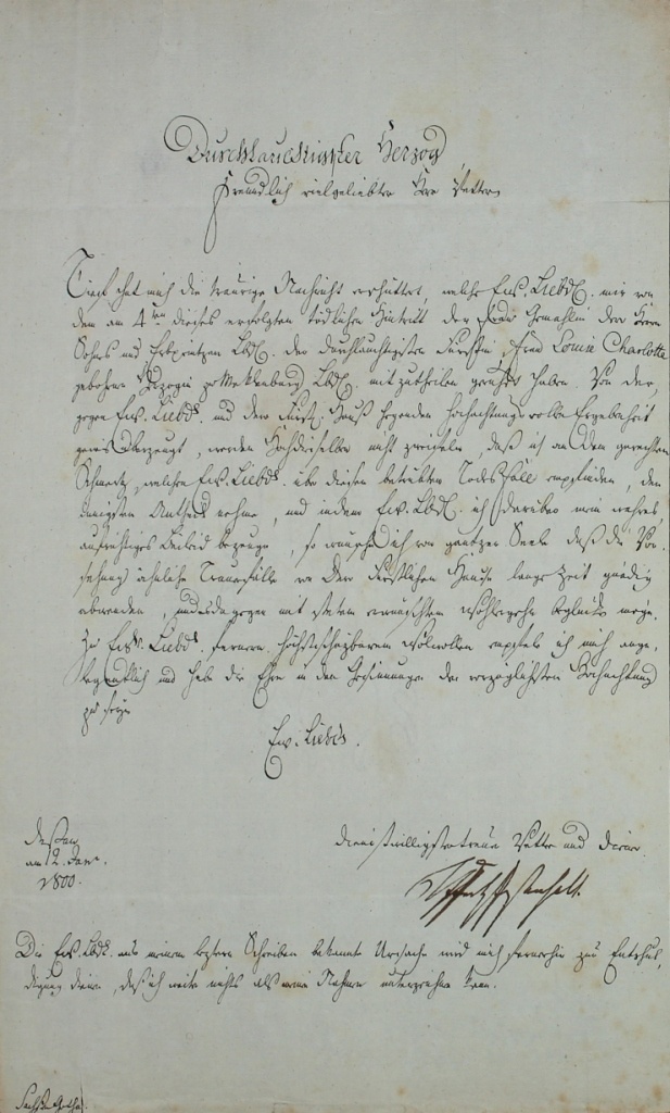 Brief von Leopold Friedrich Franz von 1800 (Museum im Schloss Lützen CC BY-NC-SA)