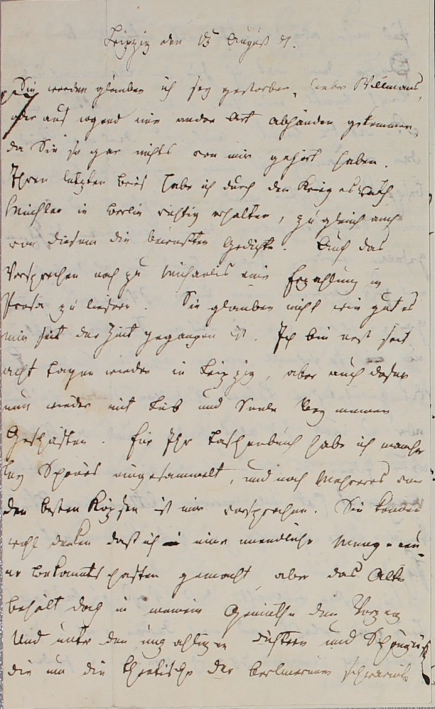 Brief von Spazier an den  Wilmans von 1807 (Museum im Schloss Lützen CC BY-NC-SA)