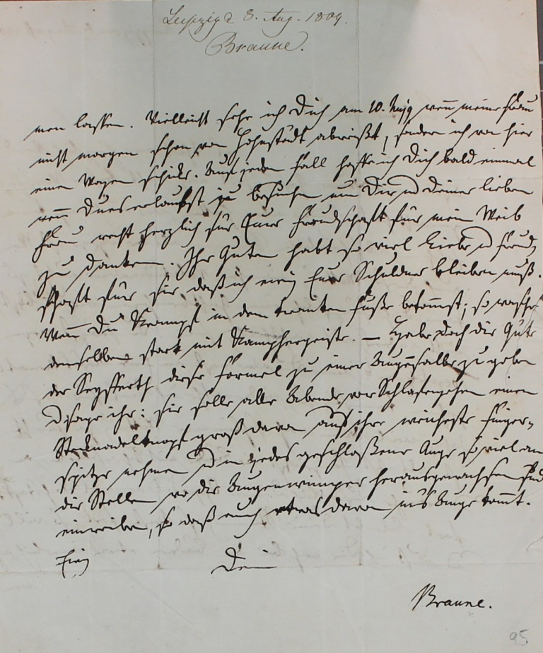 Brief von Braune vom 8.8.1809 (Museum im Schloss Lützen CC BY-NC-SA)