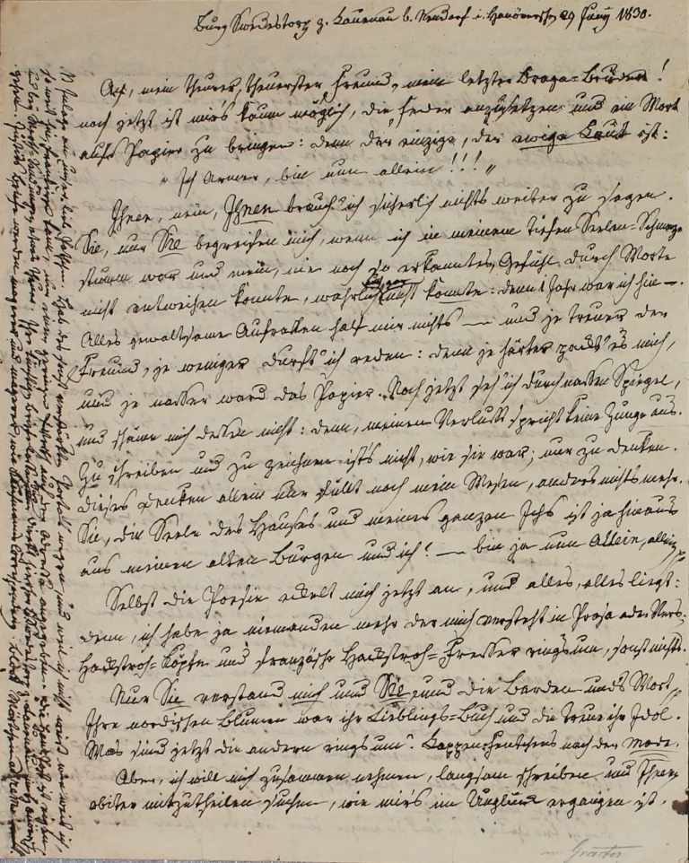 Brief von Münchhausen an Gräter von 1830 (Museum im Schloss Lützen CC BY-NC-SA)