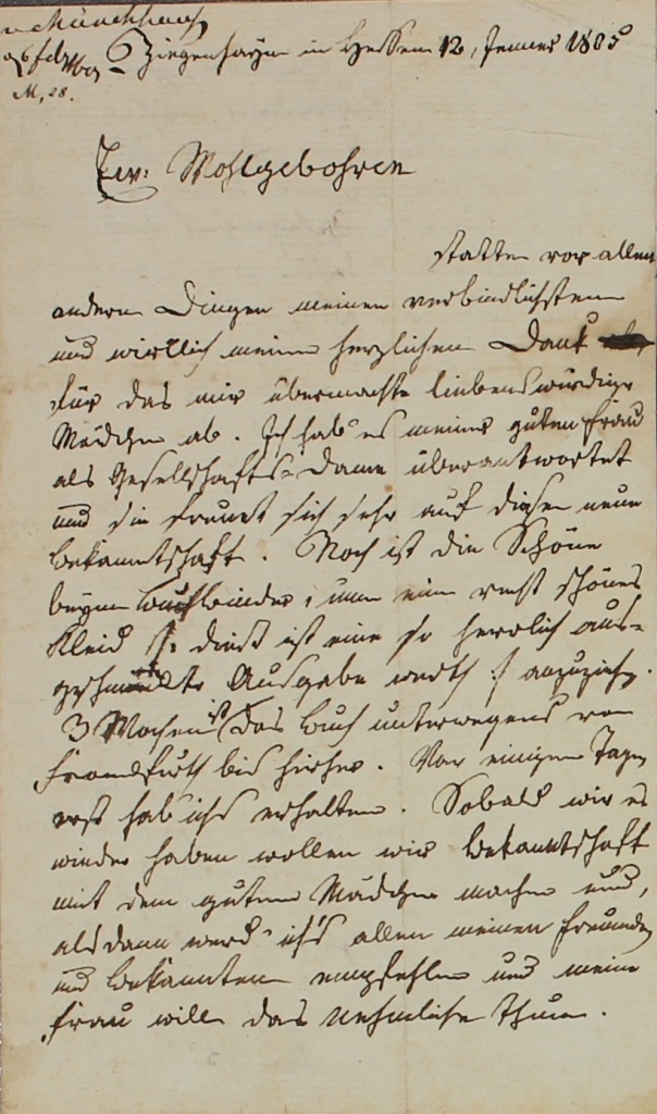 Brief von Münchhausen an Gräter von 1805 (Museum im Schloss Lützen CC BY-NC-SA)