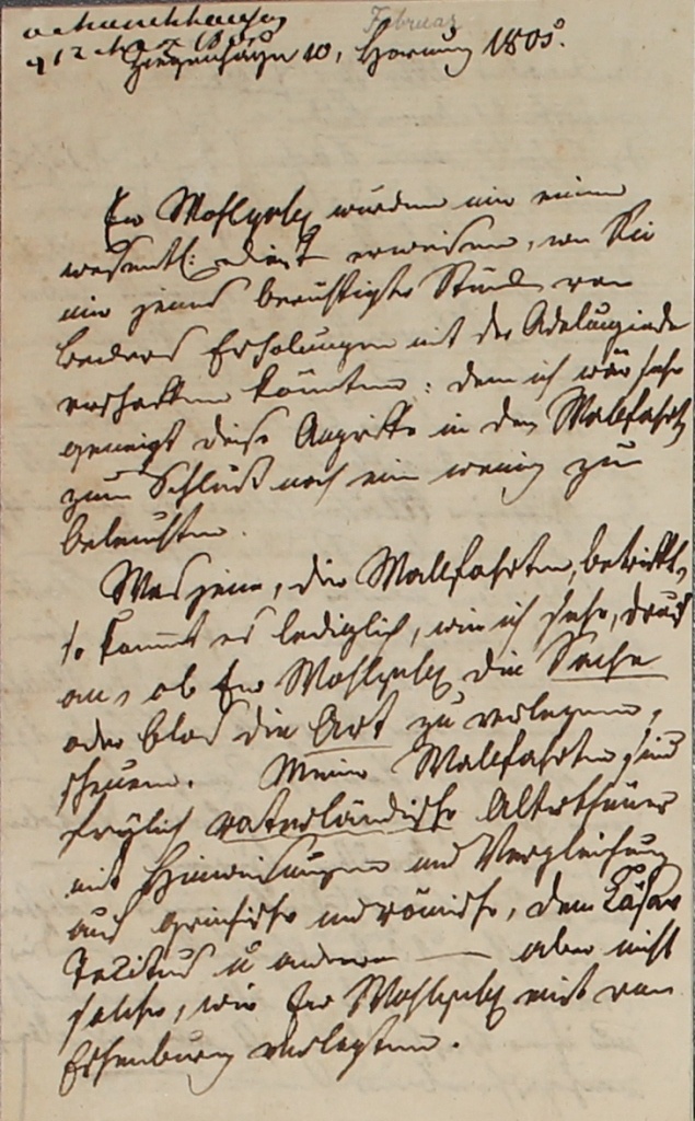 Brief von Münchhausen an Gräter von 1805 (Museum im Schloss Lützen CC BY-NC-SA)