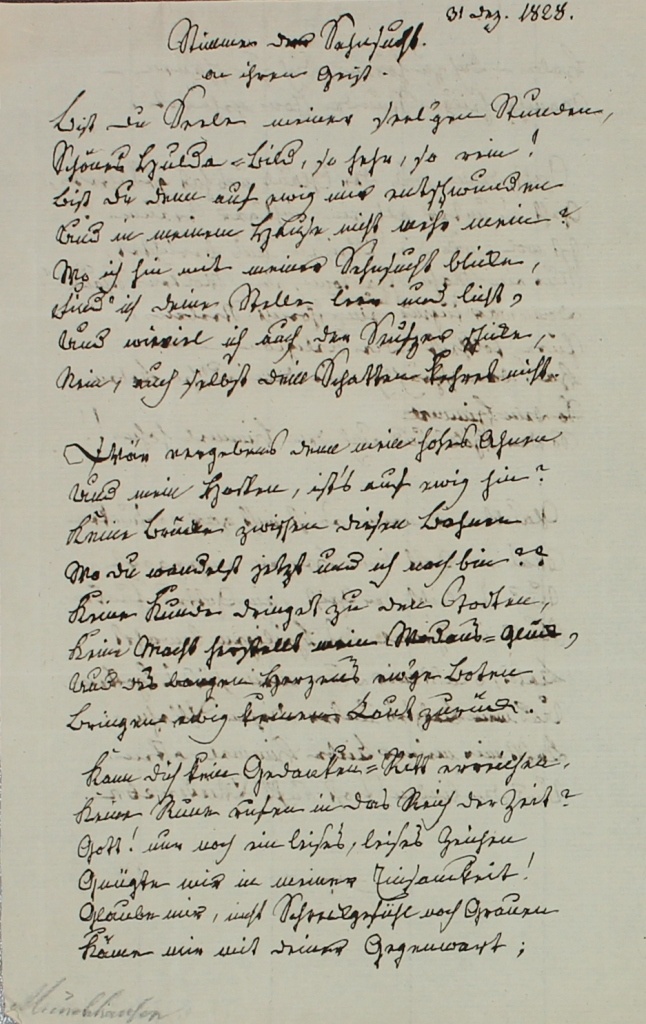 Brief von Münchhausen an Gräter von 1828 (Museum im Schloss Lützen CC BY-NC-SA)