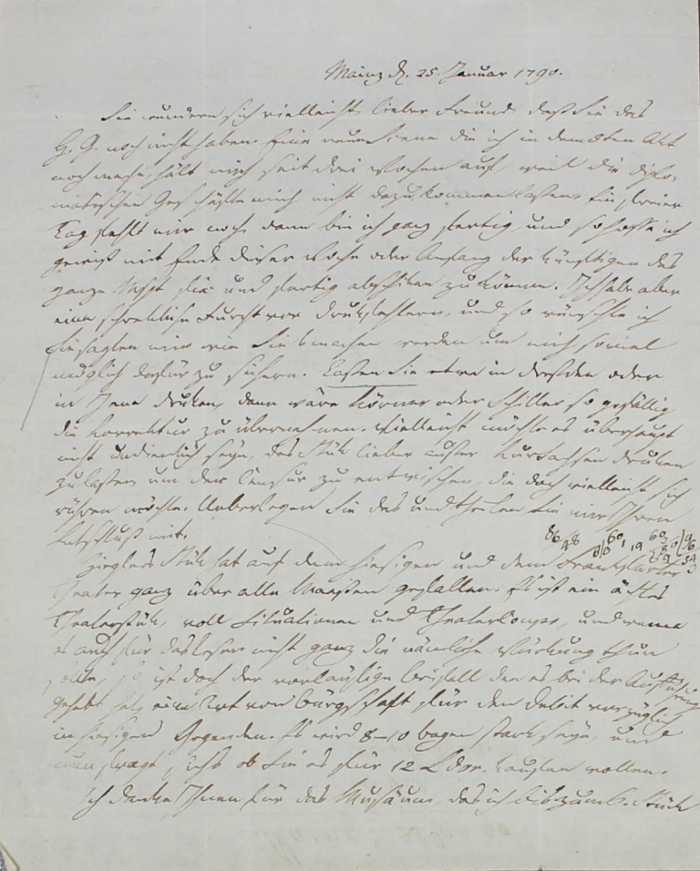 Brief von Huber an Göschen von 1790 (Museum im Schloss Lützen CC BY-NC-SA)