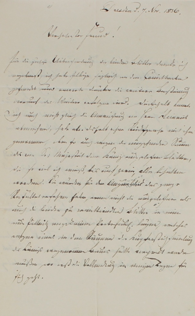 Brief von Frenzel an Börner von 1836 (Museum im Schloss Lützen CC BY-NC-SA)