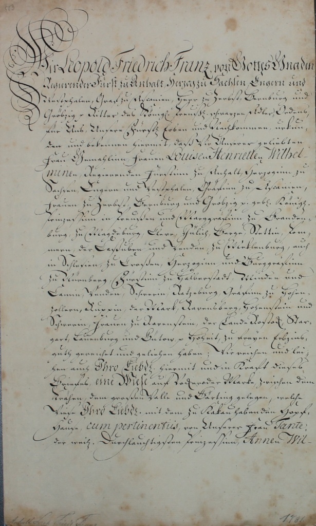 Brief von Leopold Friedrich Franz von 1786 (Museum im Schloss Lützen CC BY-NC-SA)