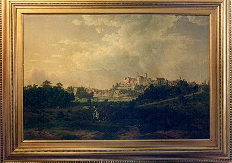 Ölgemälde mit Blick auf Schloss Bernburg (Museum Schloss Bernburg CC BY-NC-SA)
