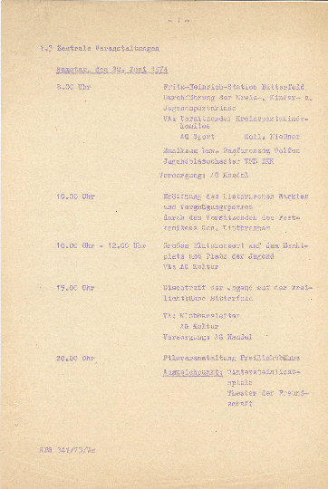 Scan des Veranstaltungsprogramms anlässlich der 750-Jahrfeier der Stadt Bitterfeld (Kreismuseum Bitterfeld CC BY-NC-SA)