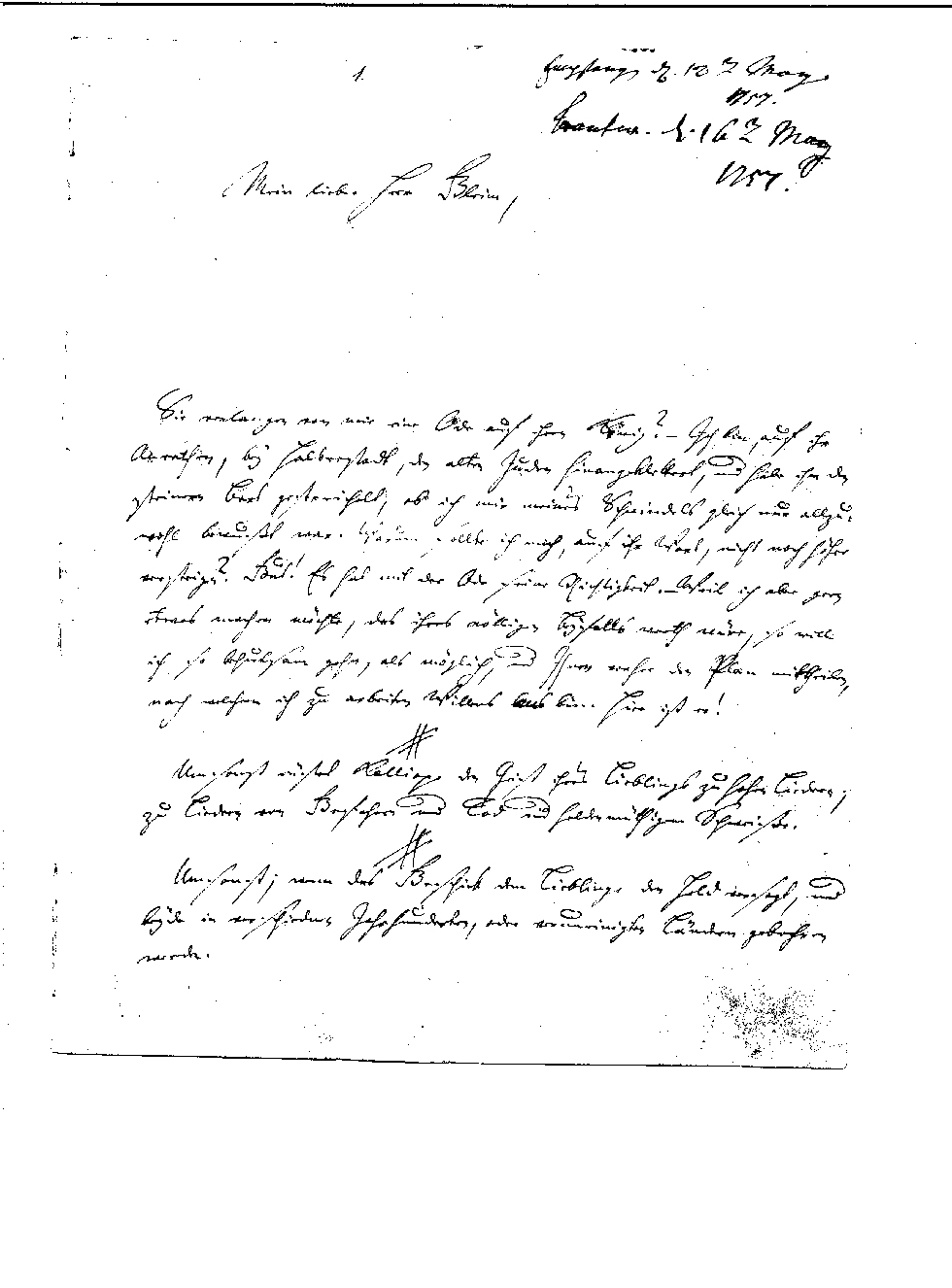 Brief von Gotthold Ephraim Lessing an Johann Wilhelm Ludwig Gleim, 12.5.1757 (Gleimhaus Halberstadt CC BY-NC-SA)