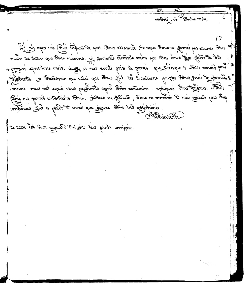 Brief der Fürstin Elisabeth von Anhalt-Zerbst an Fräulein von Davier, 16.12.1754 (Gleimhaus Halberstadt CC BY-NC-SA)