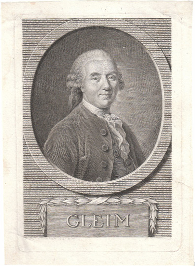 Porträtstich Johann Wilhelm Ludwig Gleim von Johann Friedrich Moritz Schreyer nach Johann Heinrich Tischbein d. Ä. (Gleimhaus Halberstadt CC BY-NC-SA)
