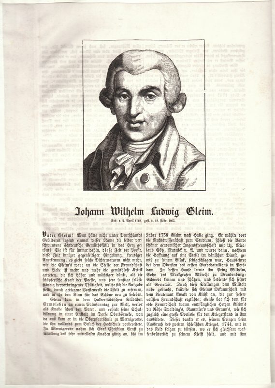 Porträtstich Johann Wilhelm Ludwig Gleim nach Johann Heinrich Ramberg (Gleimhaus Halberstadt CC BY-NC-SA)