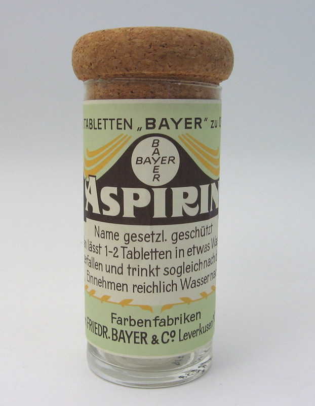 Tablettenglas Aspirin Bayer Leverkusen (Kreismuseum Bitterfeld CC BY-NC-SA)