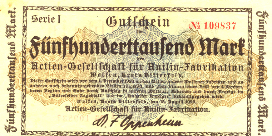 Notgeldschein der Agfa Wolfen, Kreis Bitterfeld (Kreismuseum Bitterfeld CC BY-NC-SA)