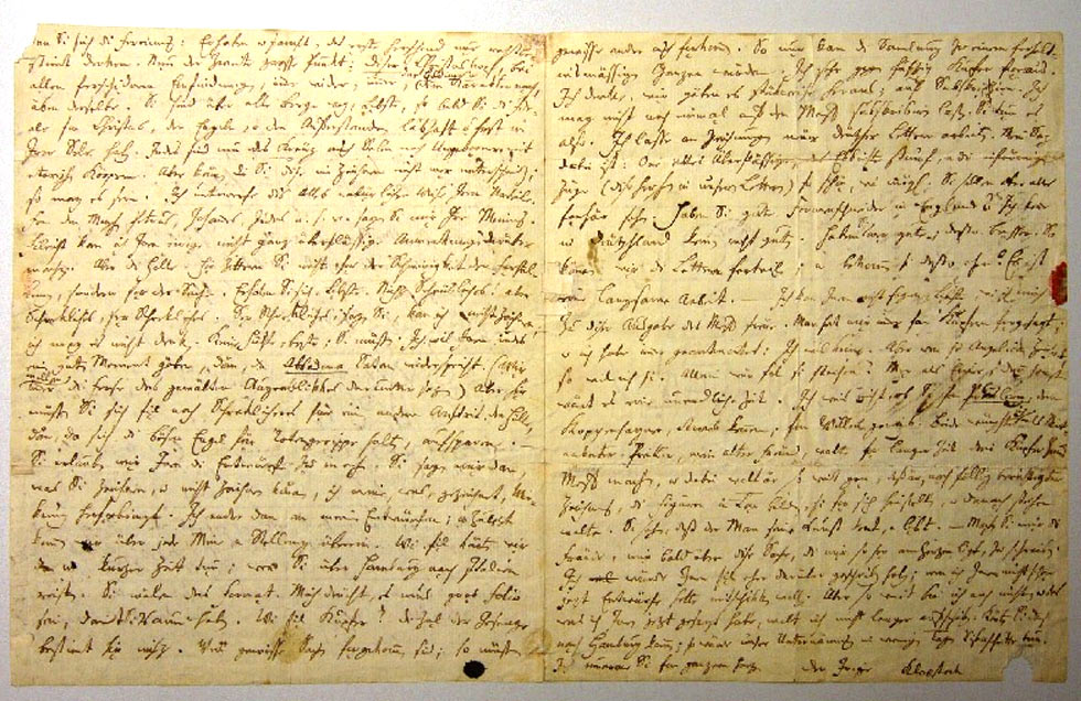 Brief Klopstocks an die Malerin Angelika Kaufmann (Städtische Museen Quedlinburg/Klopstockhaus CC BY-NC-SA)