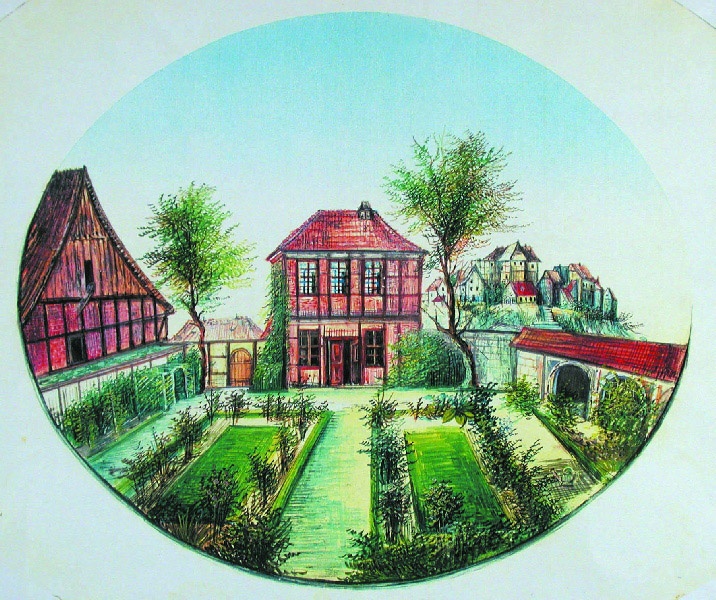 Klopstocks Gartenhaus, Aquarell von Wilhelm Steuerwaldt (Städtische Museen Quedlinburg/Klopstockhaus CC BY-NC-SA)