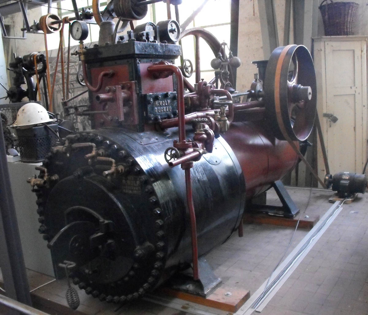 Kesseldampfmaschine (Lokomobile) (Technikmuseum Magdeburg CC BY-NC-SA)