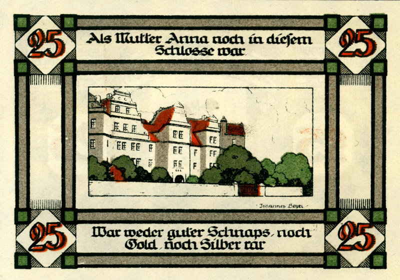 Serienschein Annaburg (25 Pfennig) (Kulturstiftung Sachsen-Anhalt CC BY-NC-SA)