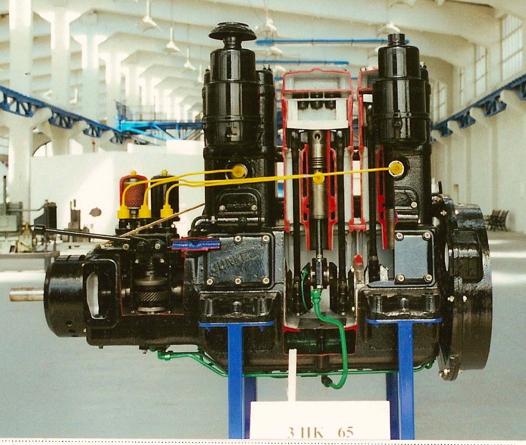 3-zylindriger Junkers-Gegenkolbenmotor 3 HK 65 (Technikmuseum  CC BY-NC-SA)