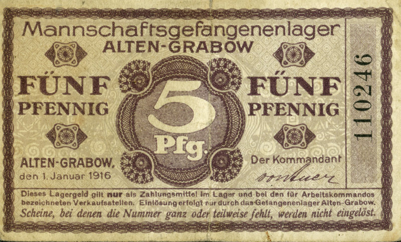 Kriegsgefangenenlagergeld (5 Pfennig) (Kulturstiftung Sachsen-Anhalt CC BY-NC-SA)