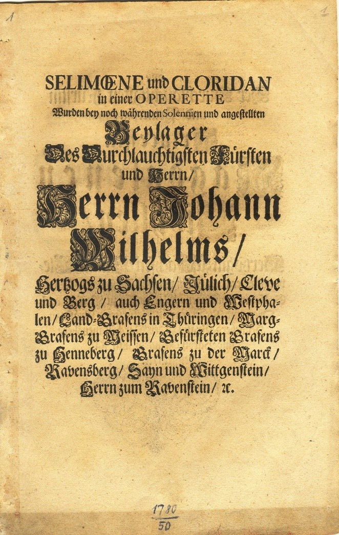 Textbuch der Operette Selimoene und Cloridan (Museum Weißenfels - Schloss Neu-Augustusburg CC BY-NC-SA)