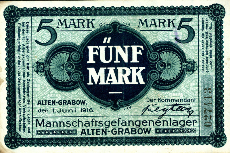 Kriegsgefangenenlagergeld (5 Mark) (Kulturstiftung Sachsen-Anhalt CC BY-NC-SA)