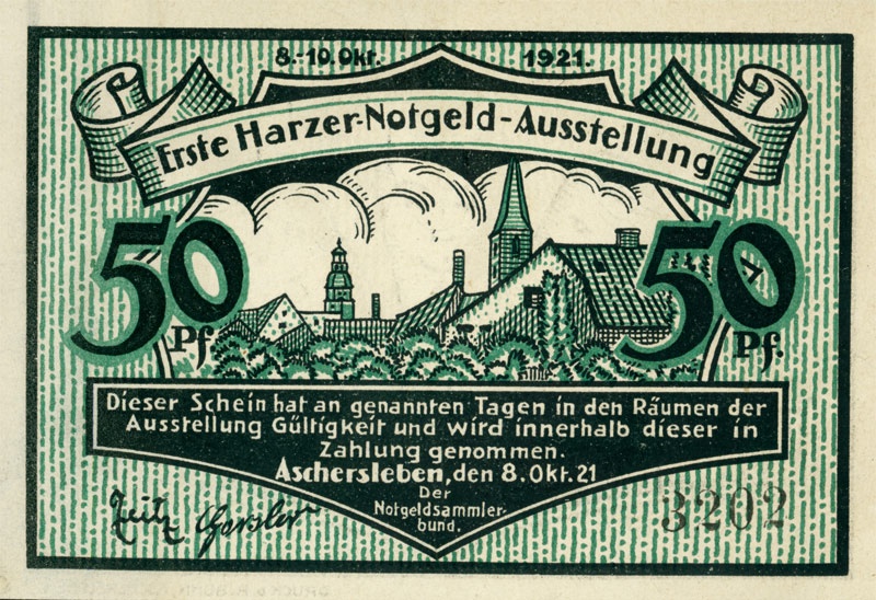 Serienschein 50 Pf. (Erste Harzer Notgeld-Ausstellung 1921) (Kulturstiftung Sachsen-Anhalt CC BY-NC-SA)