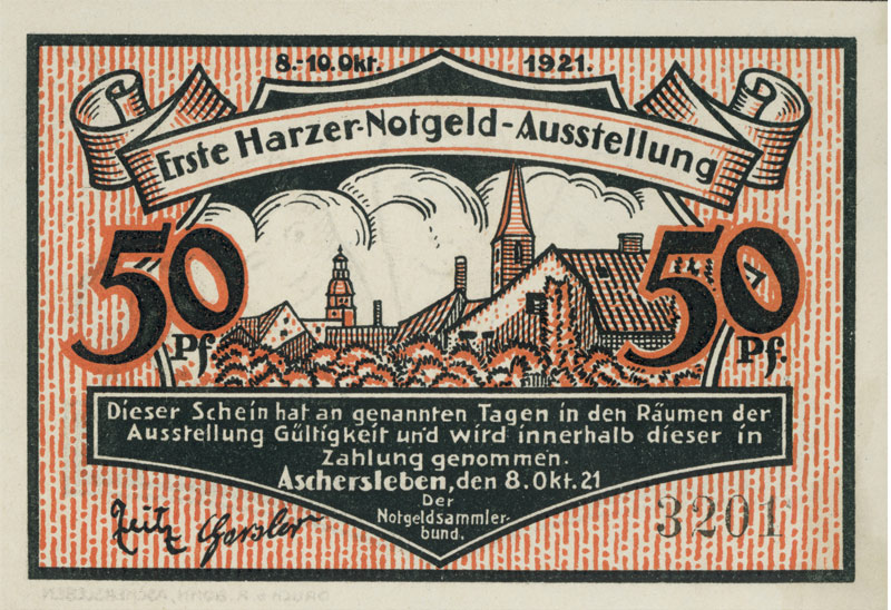Serienschein 50 Pf. (Erste Harzer Notgeld-Ausstellung 1921) (Kulturstiftung Sachsen-Anhalt CC BY-NC-SA)