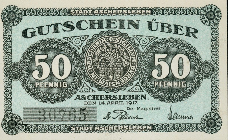 Kleingeldschein 50 Pf (Aschersleben 1917) (Kulturstiftung Sachsen-Anhalt CC BY-NC-SA)