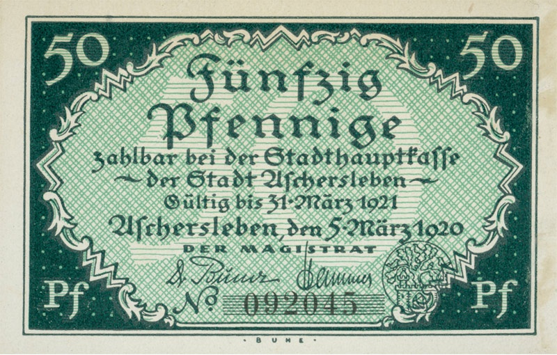 Kleingeldschein 50 Pf (Aschersleben 1920) (Kulturstiftung Sachsen-Anhalt CC BY-NC-SA)