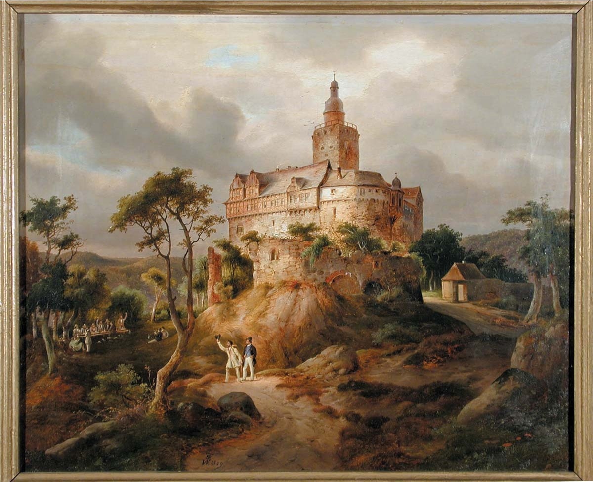 Gemälde der Burg Falkenstein von Südosten (Kulturstiftung Sachsen-Anhalt CC BY-NC-SA)