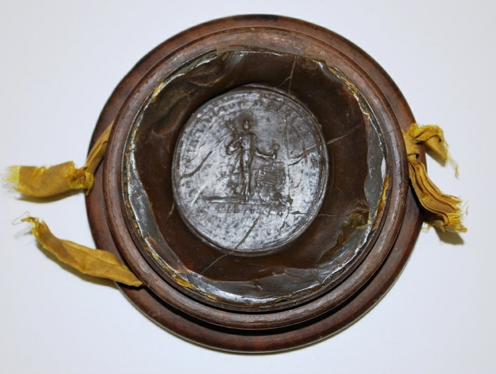 Siegel mit der Heiligen Fides von Agen (Kulturhistorisches Museum Schloss Merseburg CC BY-NC-SA)