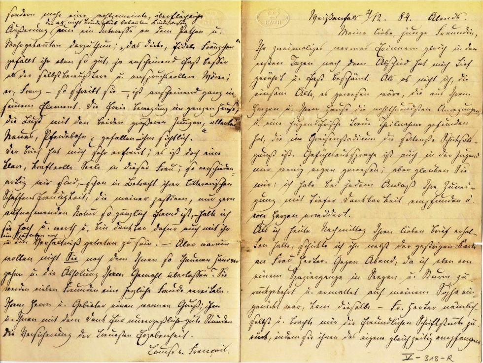 Handschriftlicher Brief von Louise von Francois (1817-1893) an Lina von Gößnitz (Museum Weißenfels - Schloss Neu-Augustusburg CC BY-NC-SA)