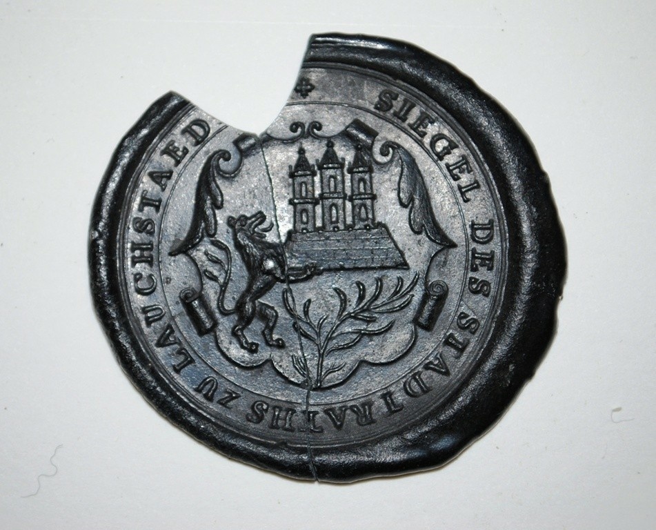 Großes Siegel des Stadtrates zu Lauchstädt (Kulturhistorisches Museum Schloss Merseburg CC BY-NC-SA)