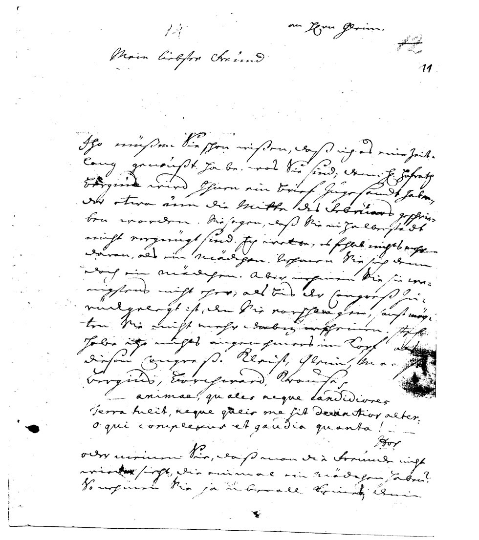 Brief J. J. Spaldings an J.W.L. Gleim vom 8.03.1748 (Gleimhaus Halberstadt CC BY-NC-SA)