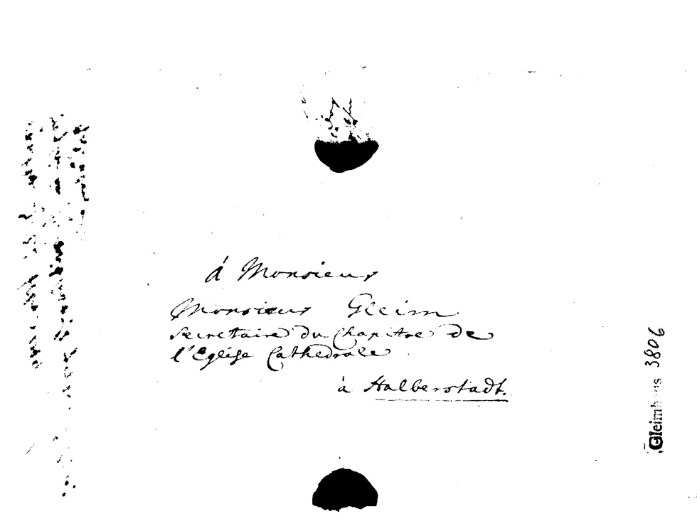 Brief J. J. Spaldings an J.W.L. Gleim vom 15. Januar 1749 (Gleimhaus Halberstadt CC BY-NC-SA)