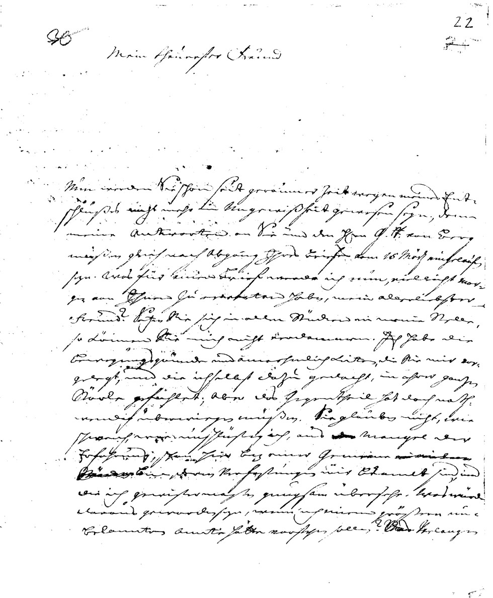 Brief J. J. Spaldings an J.W.L. Gleim vom 25. März 1750 (Gleimhaus Halberstadt CC BY-NC-SA)