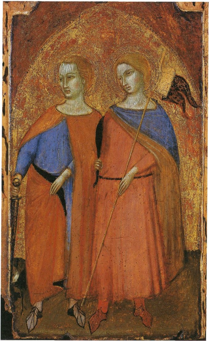 Nachfolger des Ambrogio Lorenzetti (Lippo Vanni?): Heiliger Galganus und Heiliger Ansanus [Oertel 57] (Lindenau-Museum Altenburg CC BY-NC-SA)