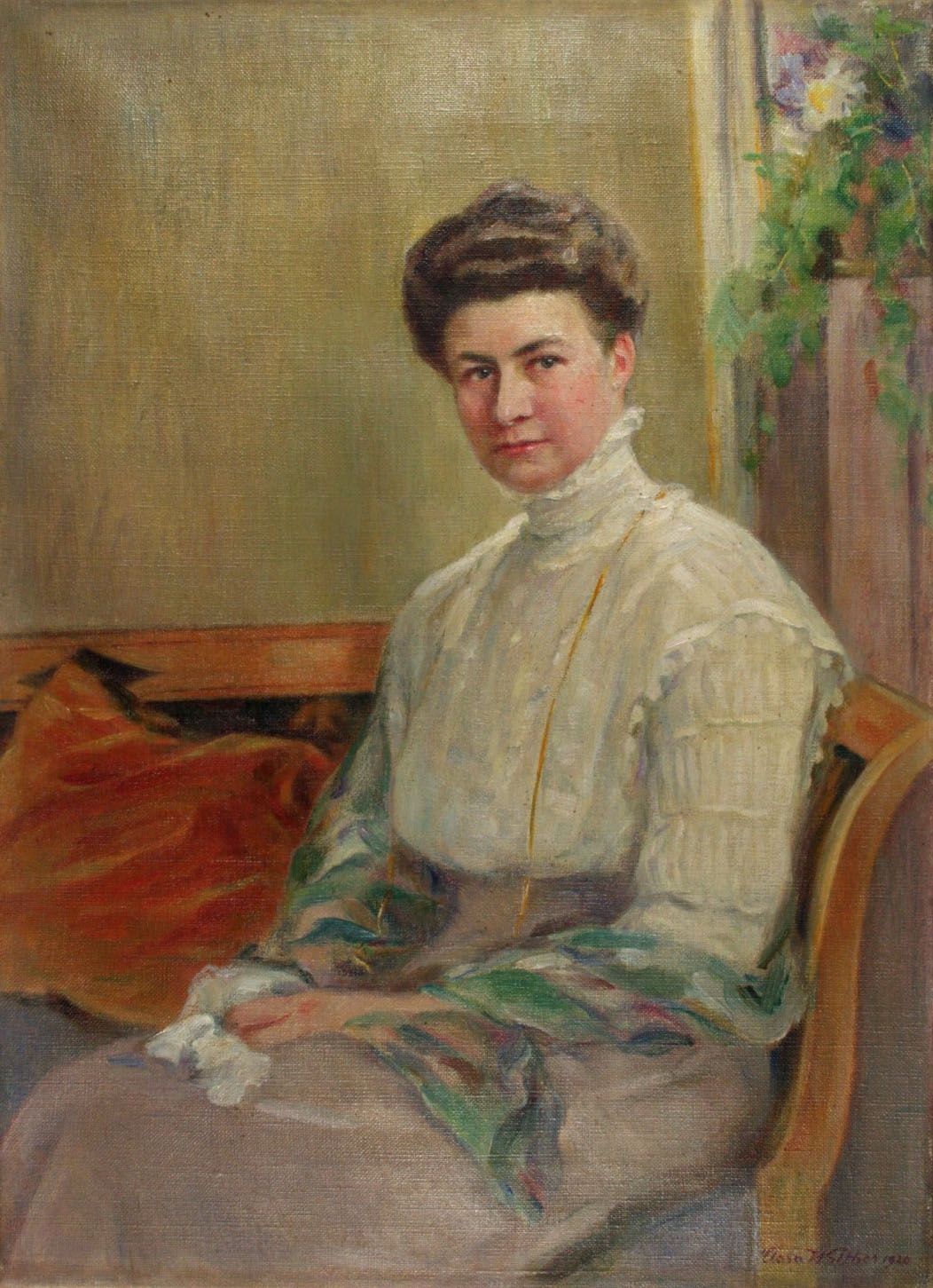 Porträt einer sitzenden Frau (Stadtmuseum Pößneck CC BY-NC-SA)
