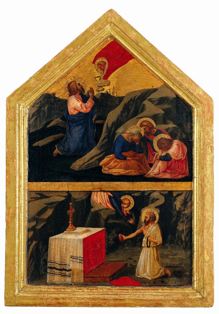 Masaccio (Tommaso di Ser Giovanni): Gebet am Ölberg und Heiliger Hieronymus als Büßer [Oertel 95] (Lindenau-Museum Altenburg CC BY-NC-SA)
