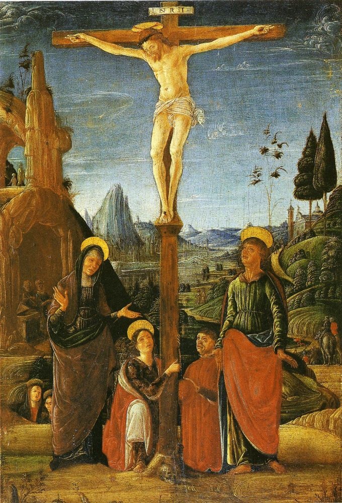 Lorenzo Costa d. Ä.: Kreuzigung Christi mit Stifter [Oertel 155] (Lindenau-Museum Altenburg CC BY-NC-SA)